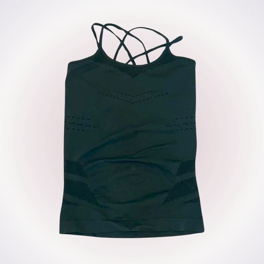 Zella Laser Cut Olive Green Seamless Tank Top | Sz S